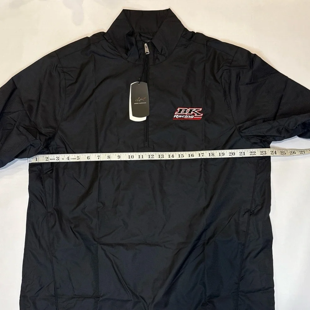 Greg Norman BK Racing Black Water Resistant Short Sleeve Windbreaker Mens Medium